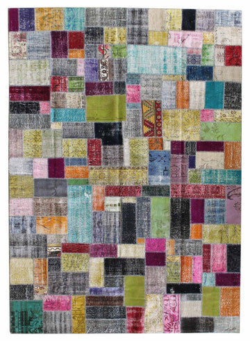 PATCHWORK HANDKNOTTED RUG, J45868